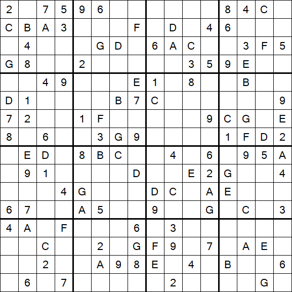 Sudoku 16x16 - Moyen