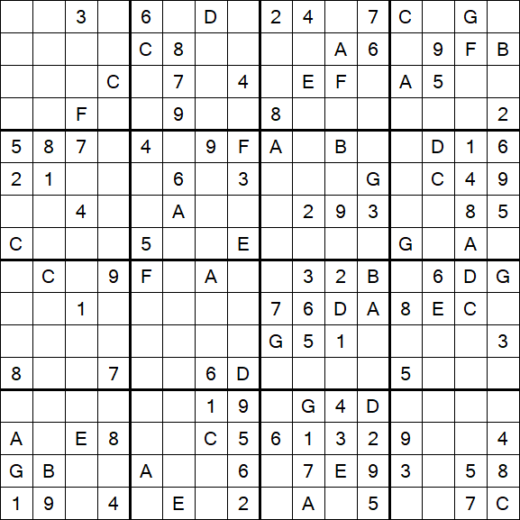 Sudoku 16x16 - Medium