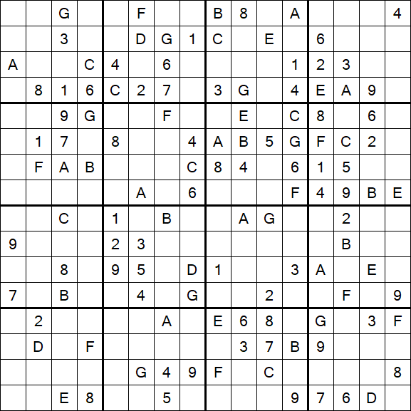Sudoku 16x16 - Medio