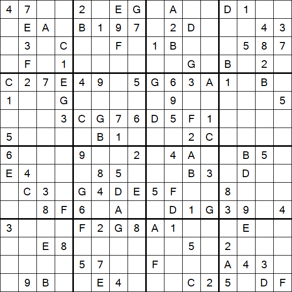 Sudoku 16x16 - Medium