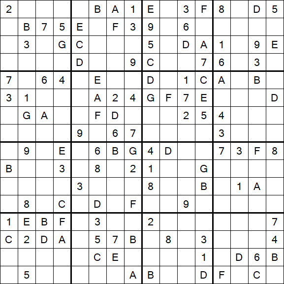 Sudoku 16x16 - Médio