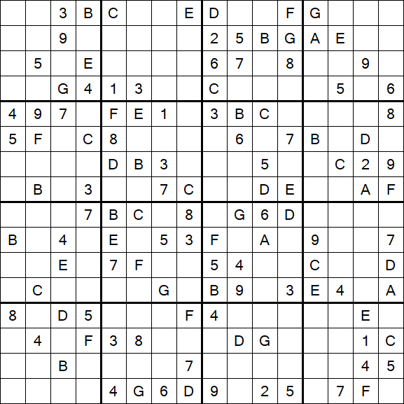 Sudoku 16x16 - Medium