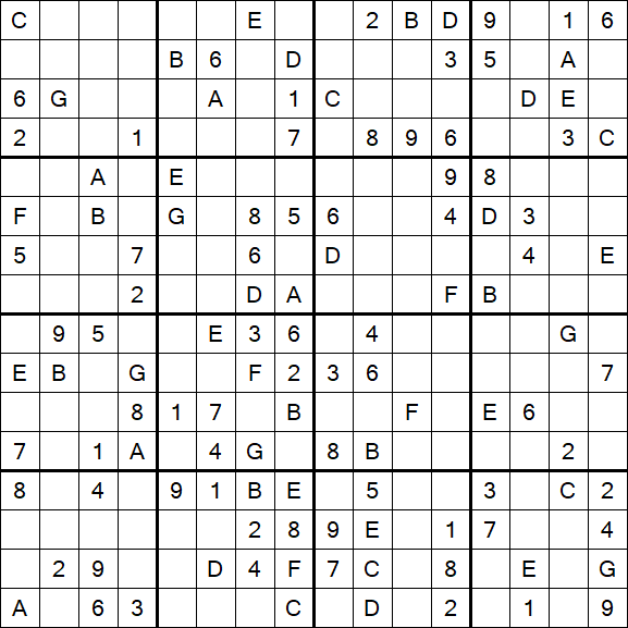 Sudoku 16x16 - Moyen