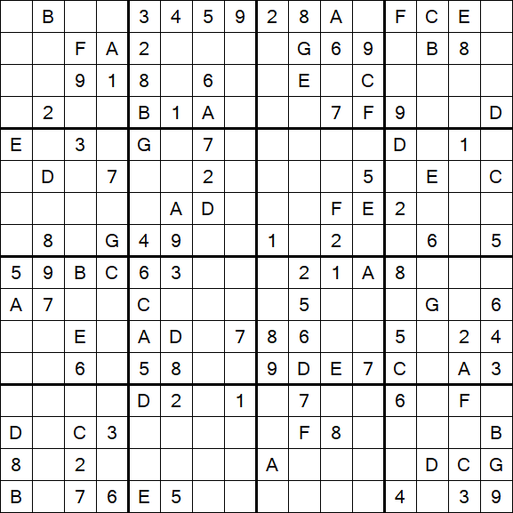 Sudoku 16x16 - Medium