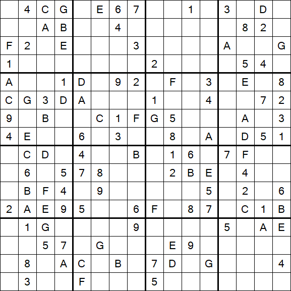 Sudoku 16x16 - Medium