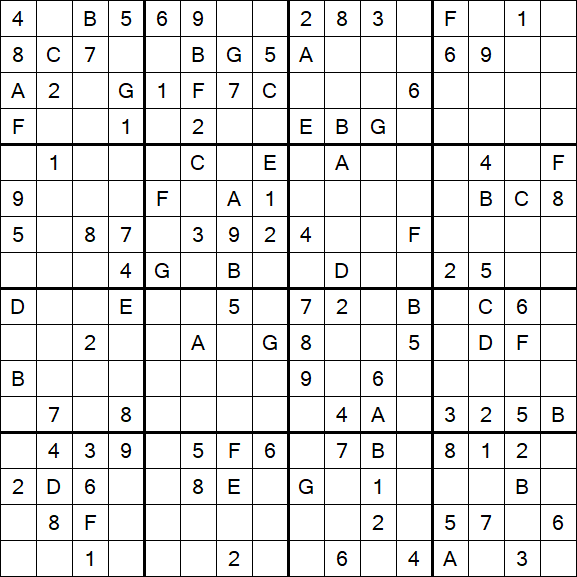 Sudoku 16x16 - Medium