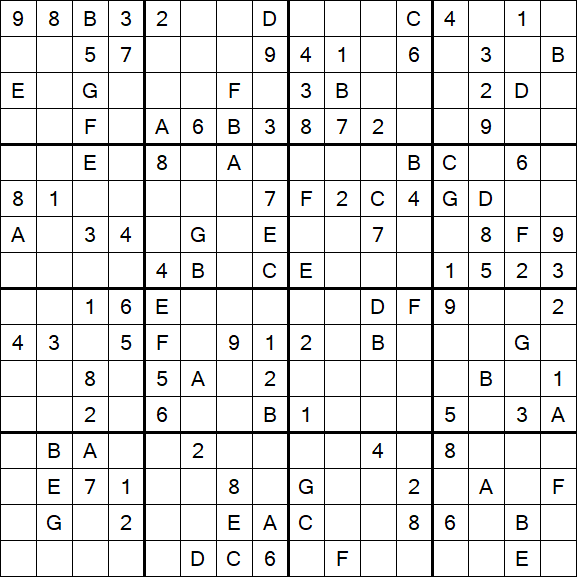 Sudoku 16x16 - Medium