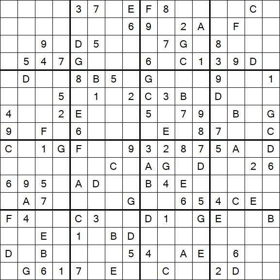 Sudoku 16x16 - Medium