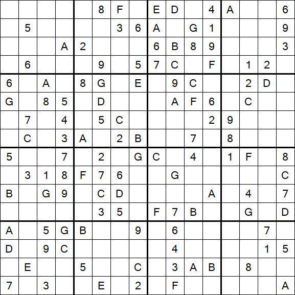 Sudoku 16x16 - Medium