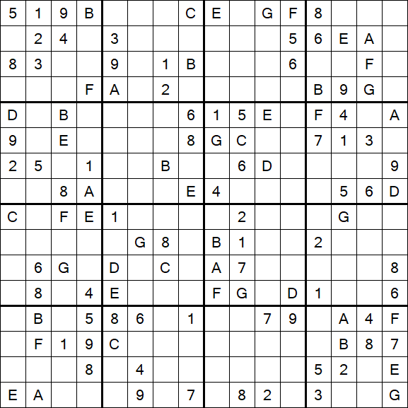 Sudoku 16x16 - Medium