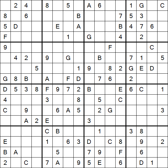 Sudoku 16x16 - Medium