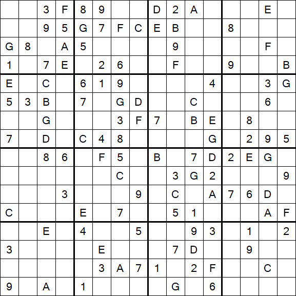 Sudoku 16x16 - Medium