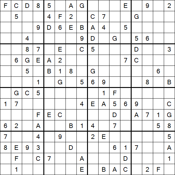 Sudoku 16x16 - Medio