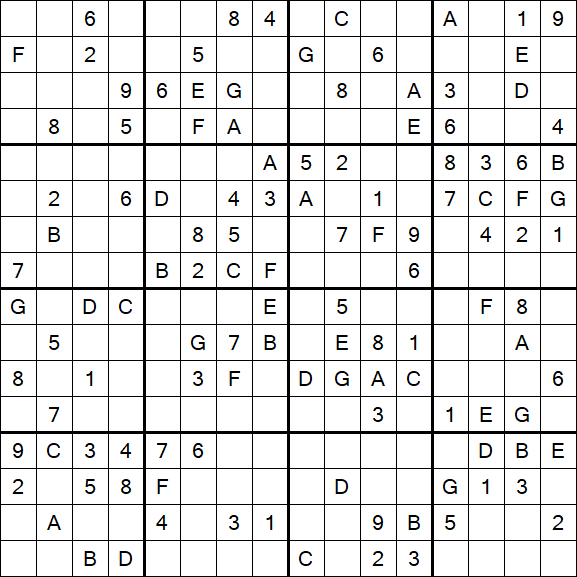 Sudoku 16x16 - Medio