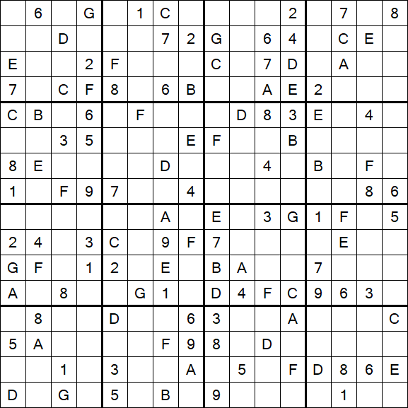 Sudoku 16x16 - Medio