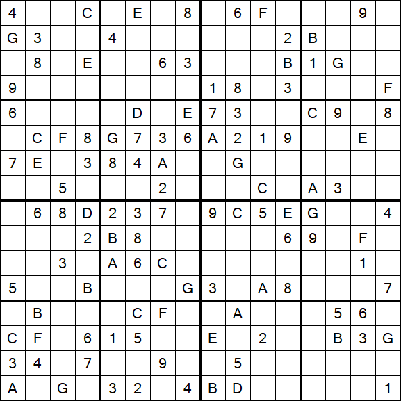 Sudoku 16x16 - Medio