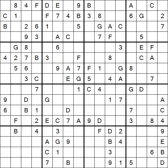 Sudoku 16x16 - Medio