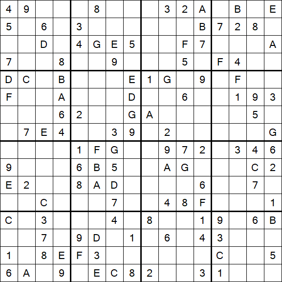 Sudoku 16x16 - Medio