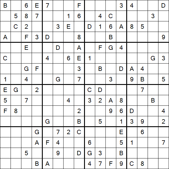 Sudoku 16x16 - Medio