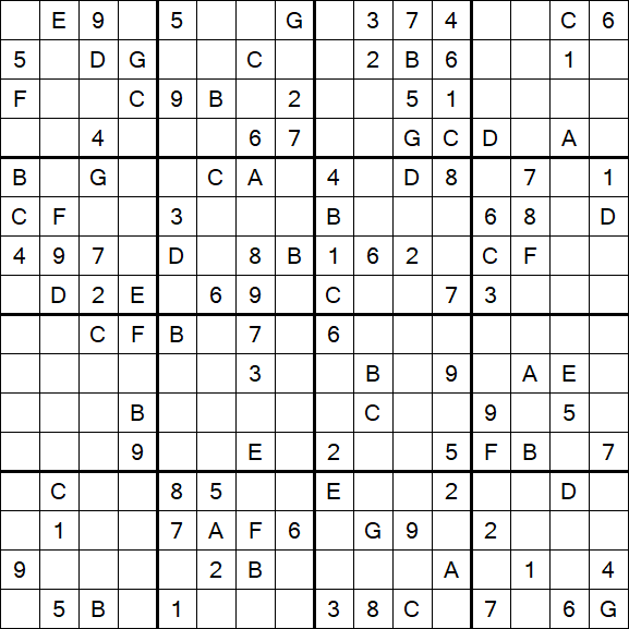 Sudoku 16x16 - Medio