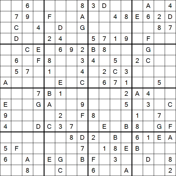 Sudoku 16x16 - Medio