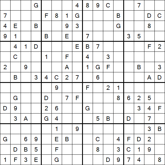 Sudoku 16x16 - Medio