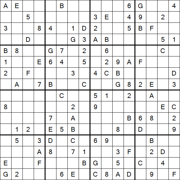 Sudoku 16x16 - Medio