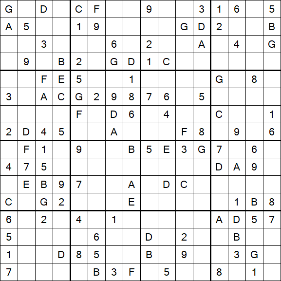 Sudoku 16x16 - Medio