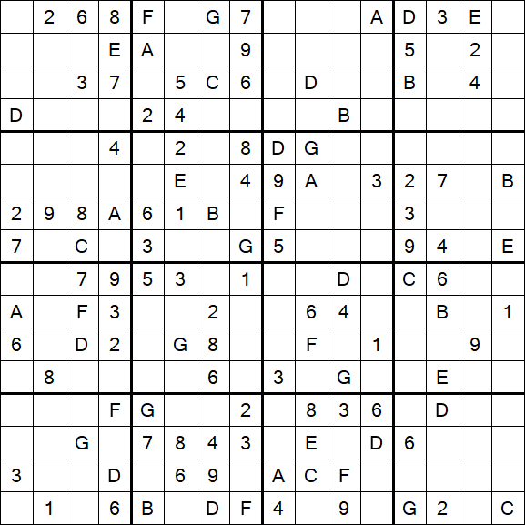 Sudoku 16x16 - Médio