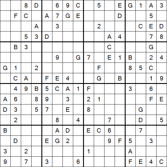 Sudoku 16x16 - Medio