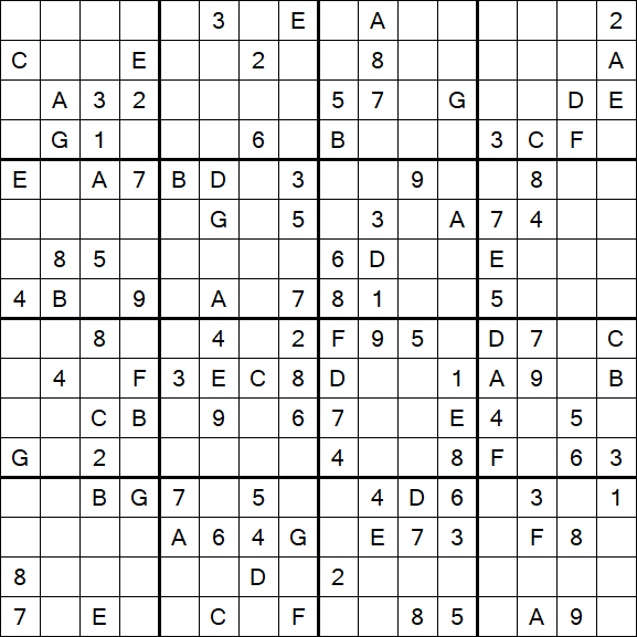 Sudoku 16x16 - Medio