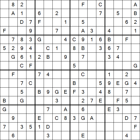 Sudoku 16x16 - Medio