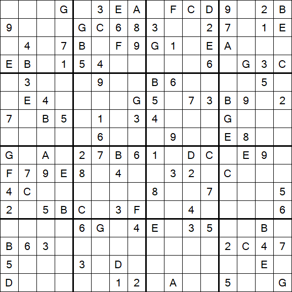 Sudoku 16x16 - Medio