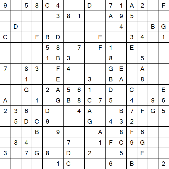Sudoku 16x16 - Medio