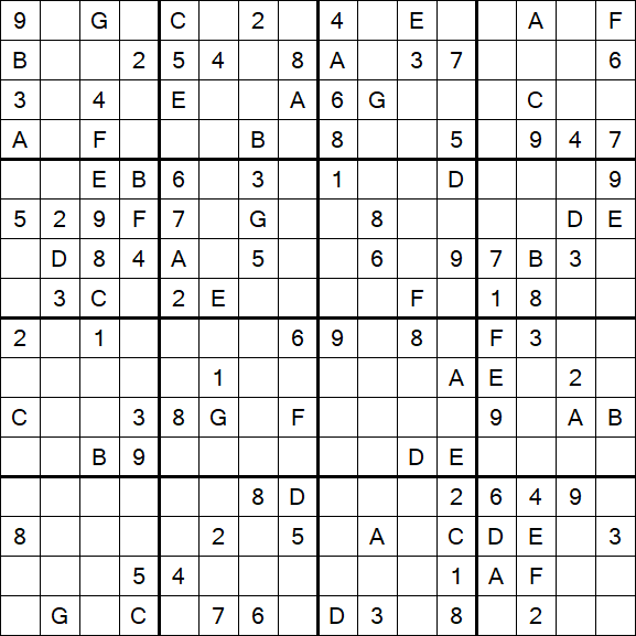 Sudoku 16x16 - Medio