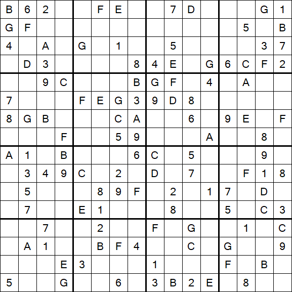 Sudoku 16x16 - Medio