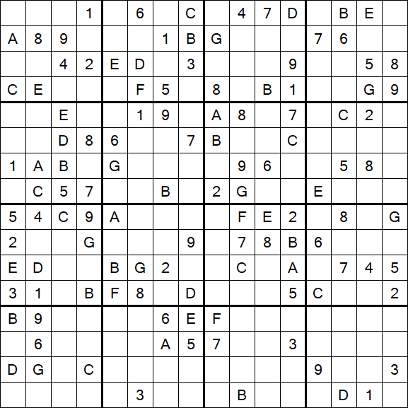 Sudoku 16x16 - Medio