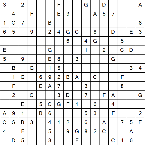 Sudoku 16x16 - Medio