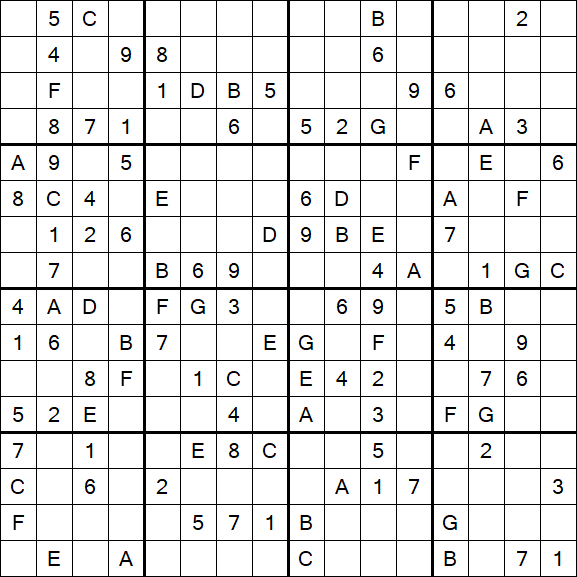 Sudoku 16x16 - Medio