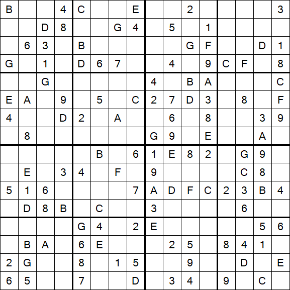 Sudoku 16x16 - Medio