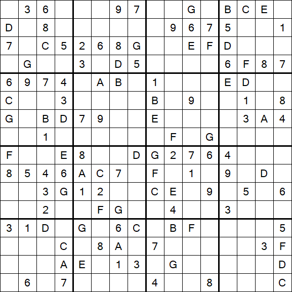 Sudoku 16x16 - Médio