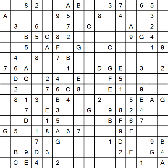Sudoku 16x16 - Medio