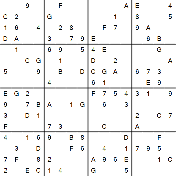 Sudoku 16x16 - Medio