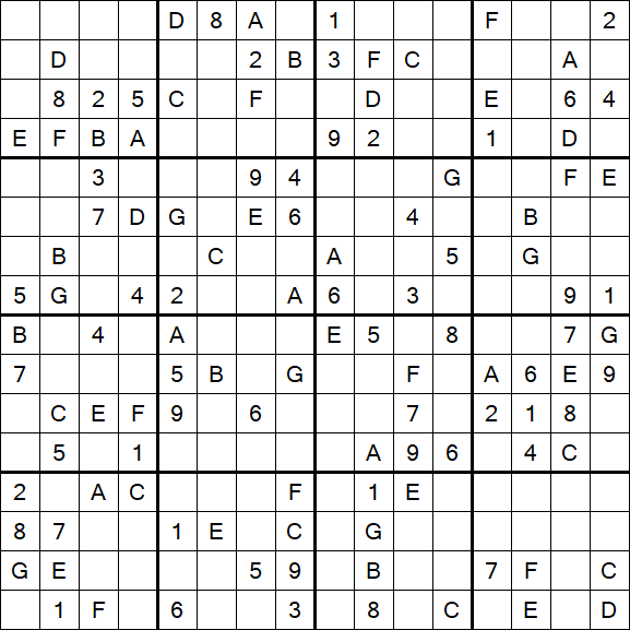Sudoku 16x16 - Medio