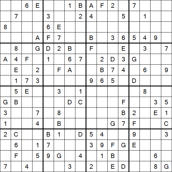 Sudoku 16x16 - Medium