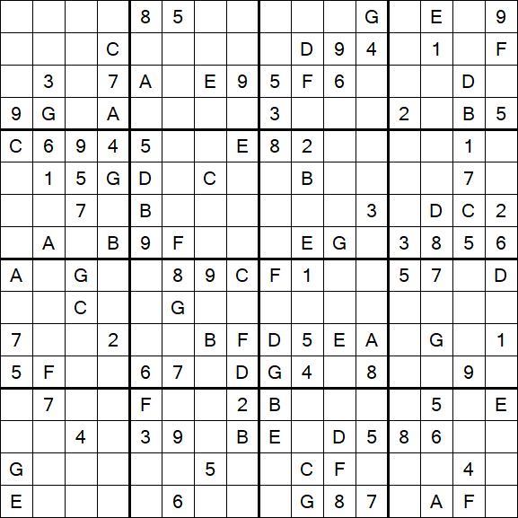 Sudoku 16x16 - Medio