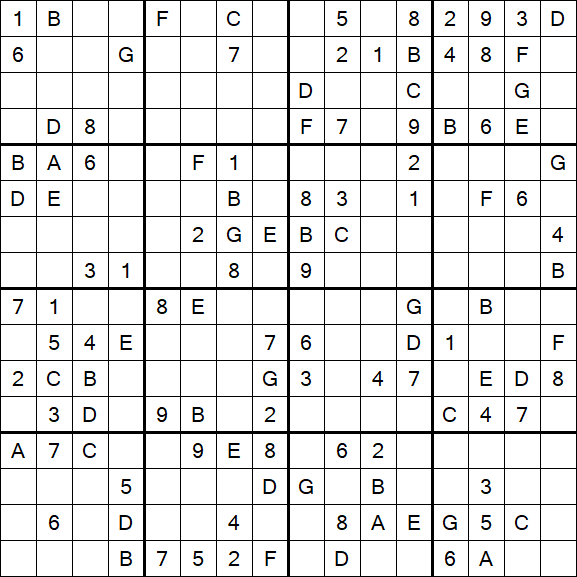 Sudoku 16x16 - Médio