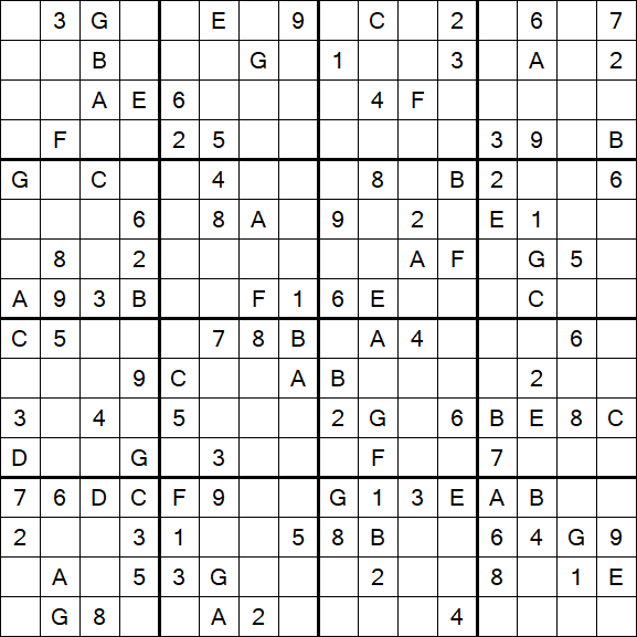 Sudoku 16x16 - Médio