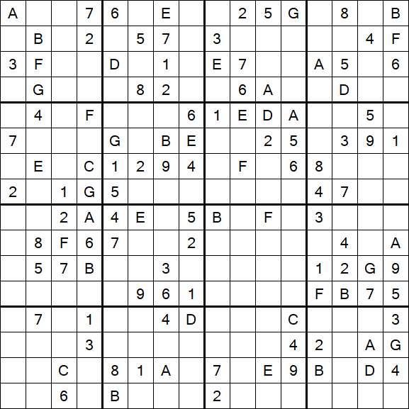 Sudoku 16x16 - Médio