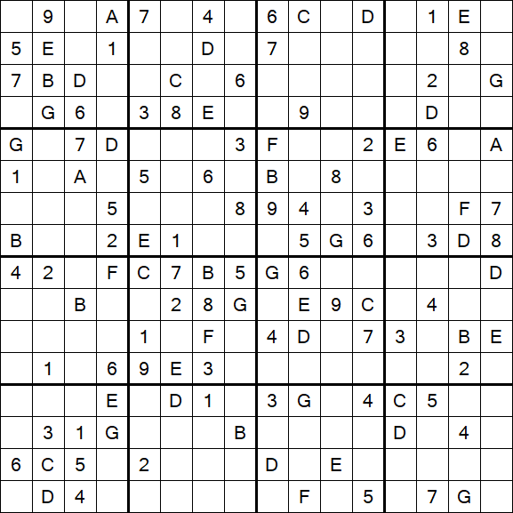 Sudoku 16x16 - Médio